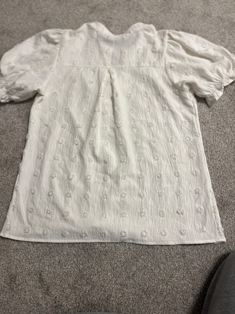 White Embroidered Dot Boutique Blouse